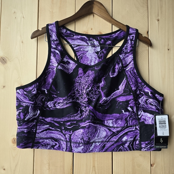 torrid Other - Torrid Active Longline Sports Bra Purple Marbled Print Light Support Size 4 NWT